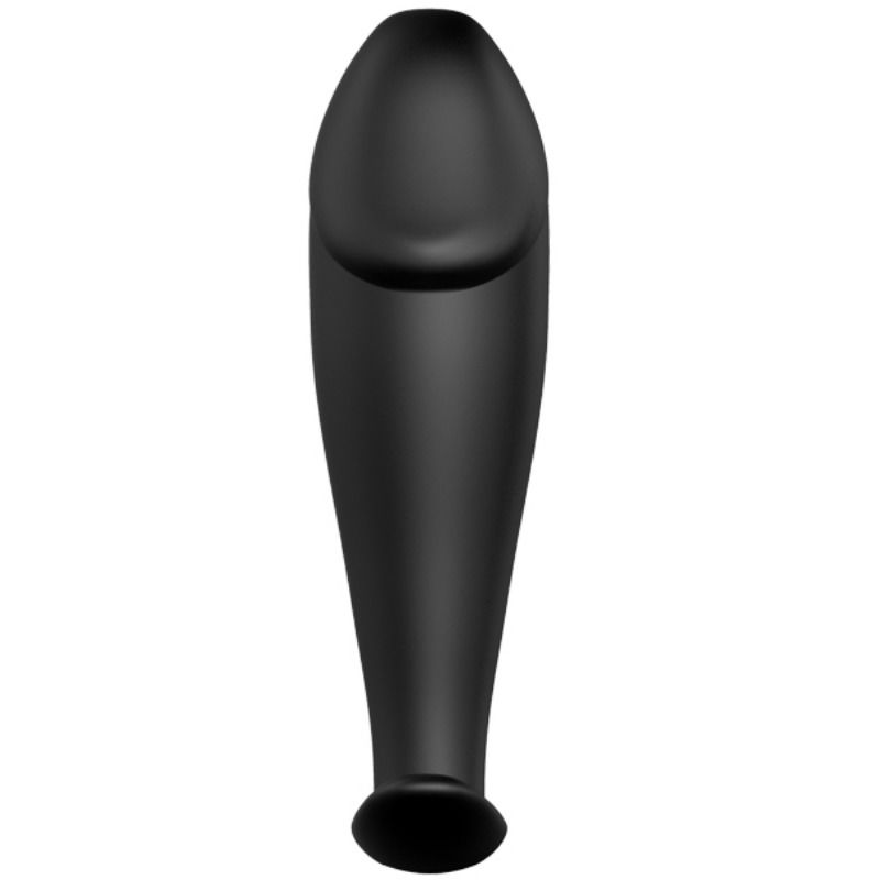Silicone penis-shaped anal plug with 12 vibration modes, black