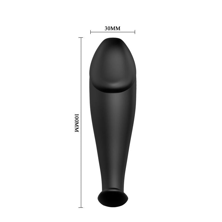 Silicone penis-shaped anal plug with 12 vibration modes, black