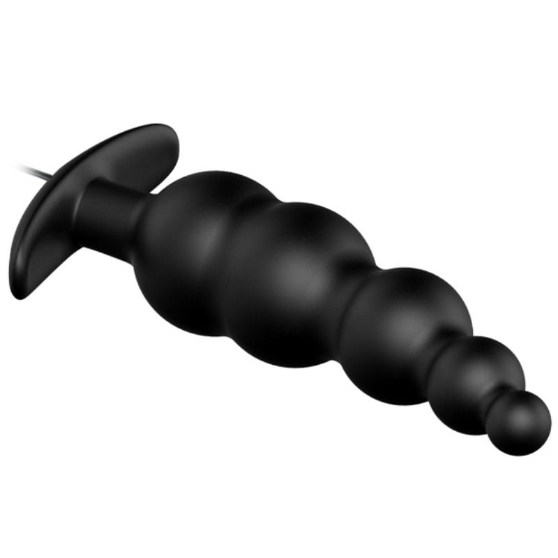 Extra stimulation silicone anal plug with 12 vibration modes in black
