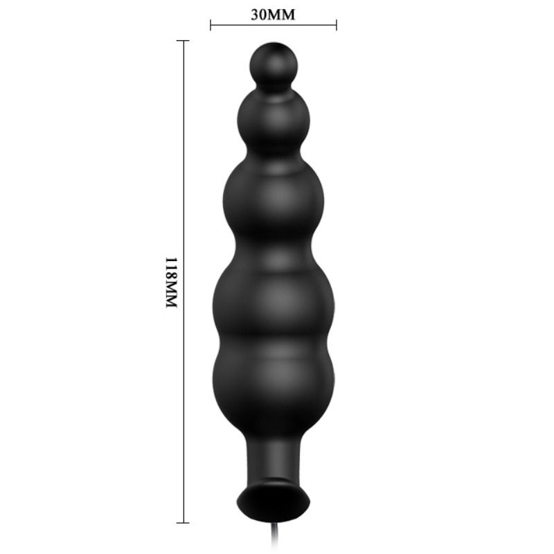 Extra stimulation silicone anal plug with 12 vibration modes in black