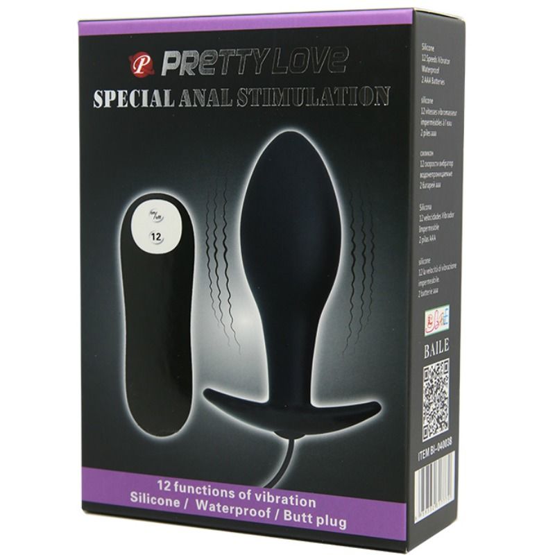 Anchor-shaped silicone anal plug with 12 vibration modes, black