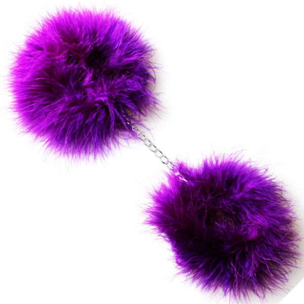 Purple marabou handcuffs