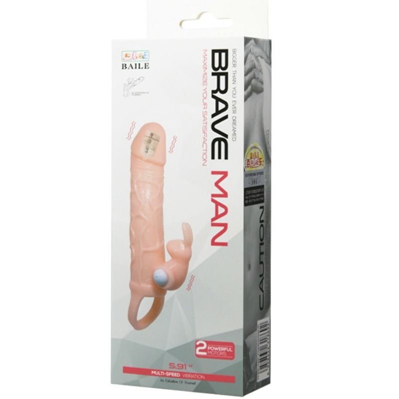 Brave Man Penis Cover with Rabbit Flesh and Dual Motor 16.5cm