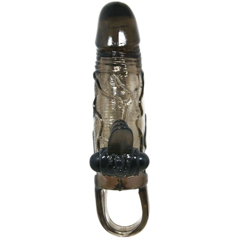 Brave Man Penis Sleeve with Clit and Anal Stimulation Double Bullet Black 16.5 cm