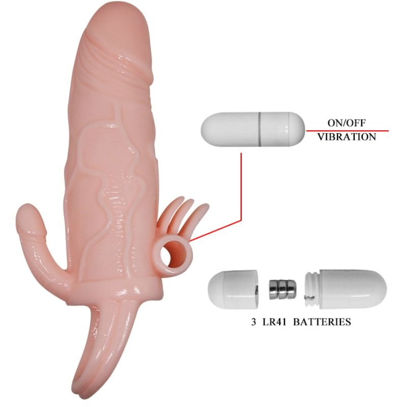 BAILE - BRAVE MAN PENIS COVER WITH CLINIC AND ANAL STIMULATION FLESH 16.5 CM