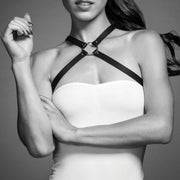 Indiscrets black maze cross chest harness