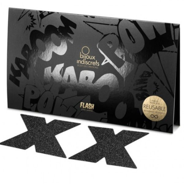 Indiscrets flash cross nipple caps black