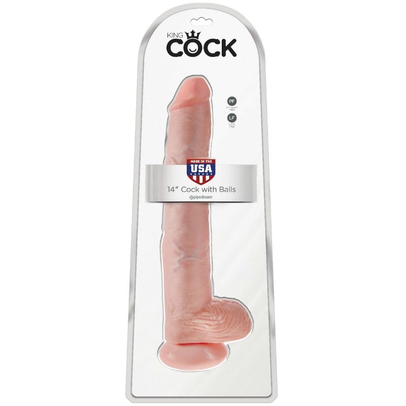 Dildo with balls 35.6 cm - flesh