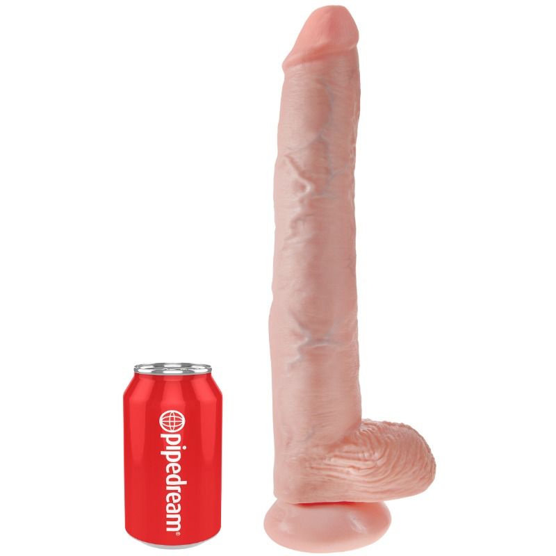 Dildo with balls 35.6 cm - flesh