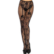 Flower design crothless back stockings one size