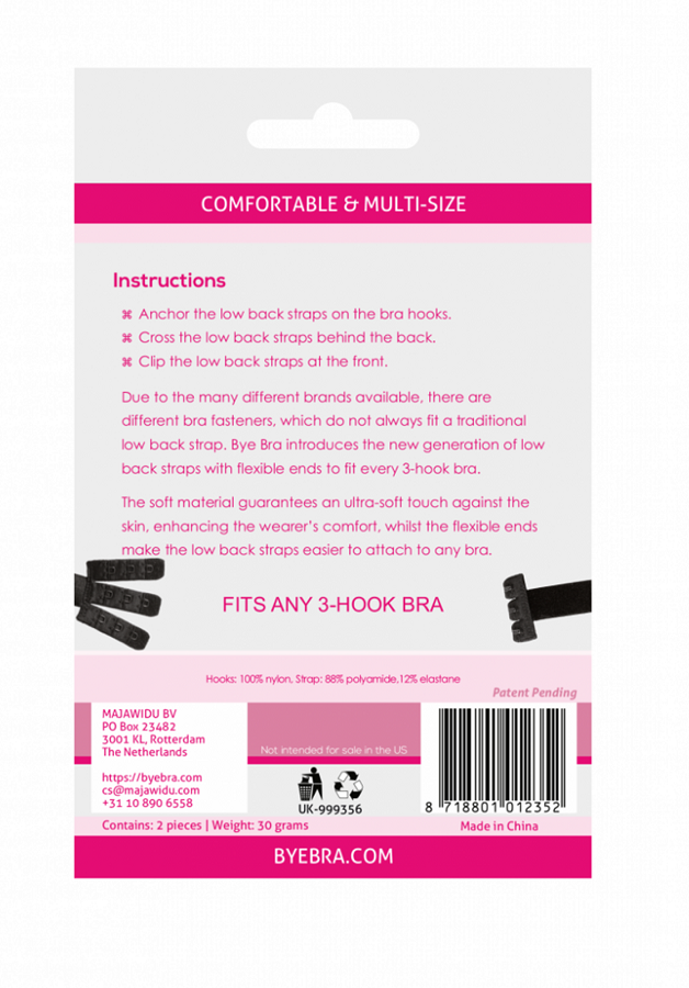 BYE-BRA - BLACK &amp; WHITE OPEN BACK BRA ADAPTER