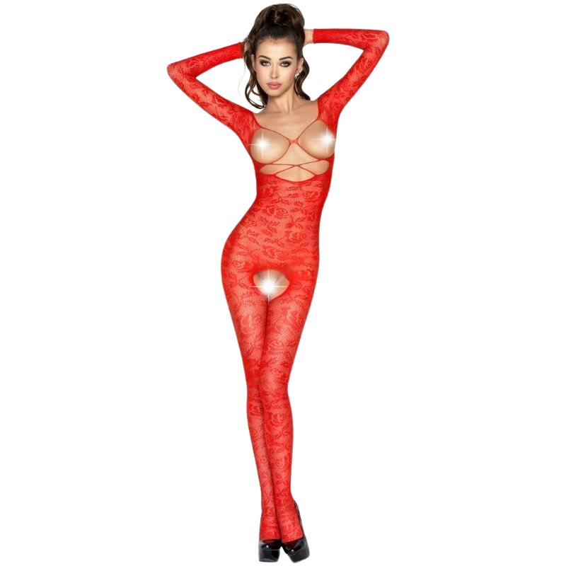 Woman bs031 red bodystocking one size