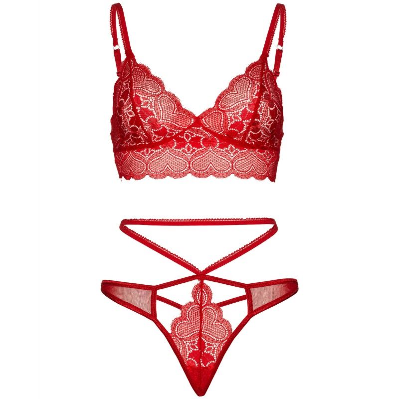 Set 2 pieces with double tanga tanga m/l red