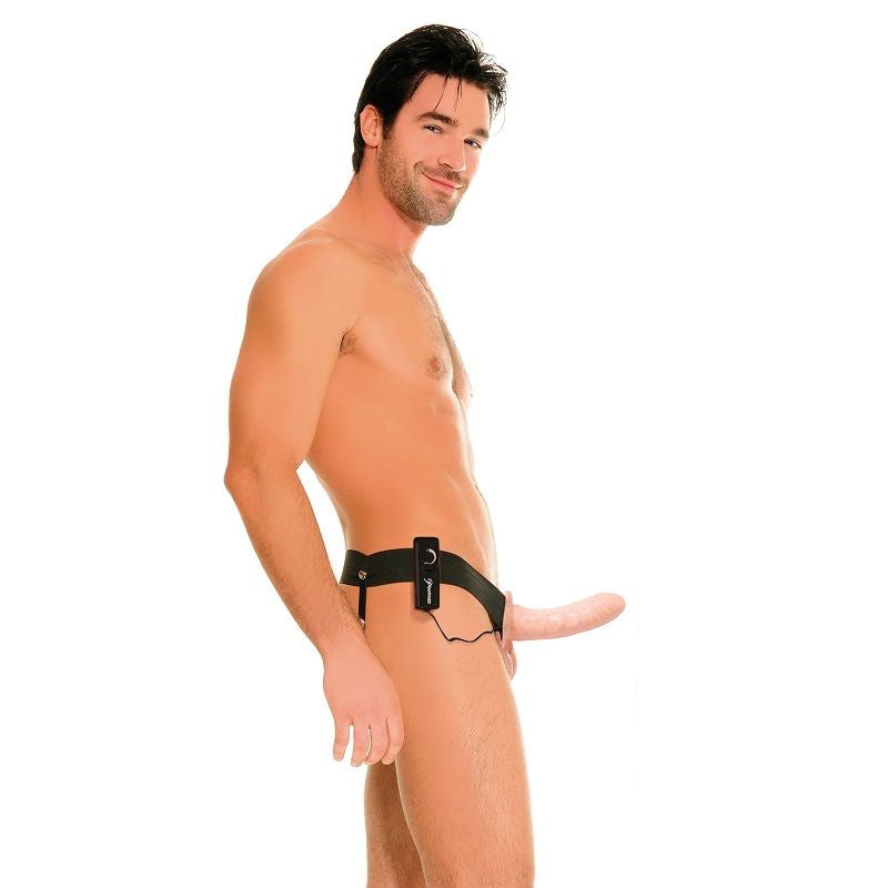 Hollow vibrating harness for him and her natural 14cm