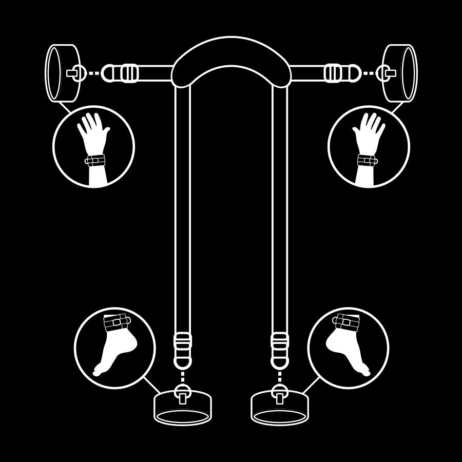 Master position with 4 noprene-lined handcuffs
