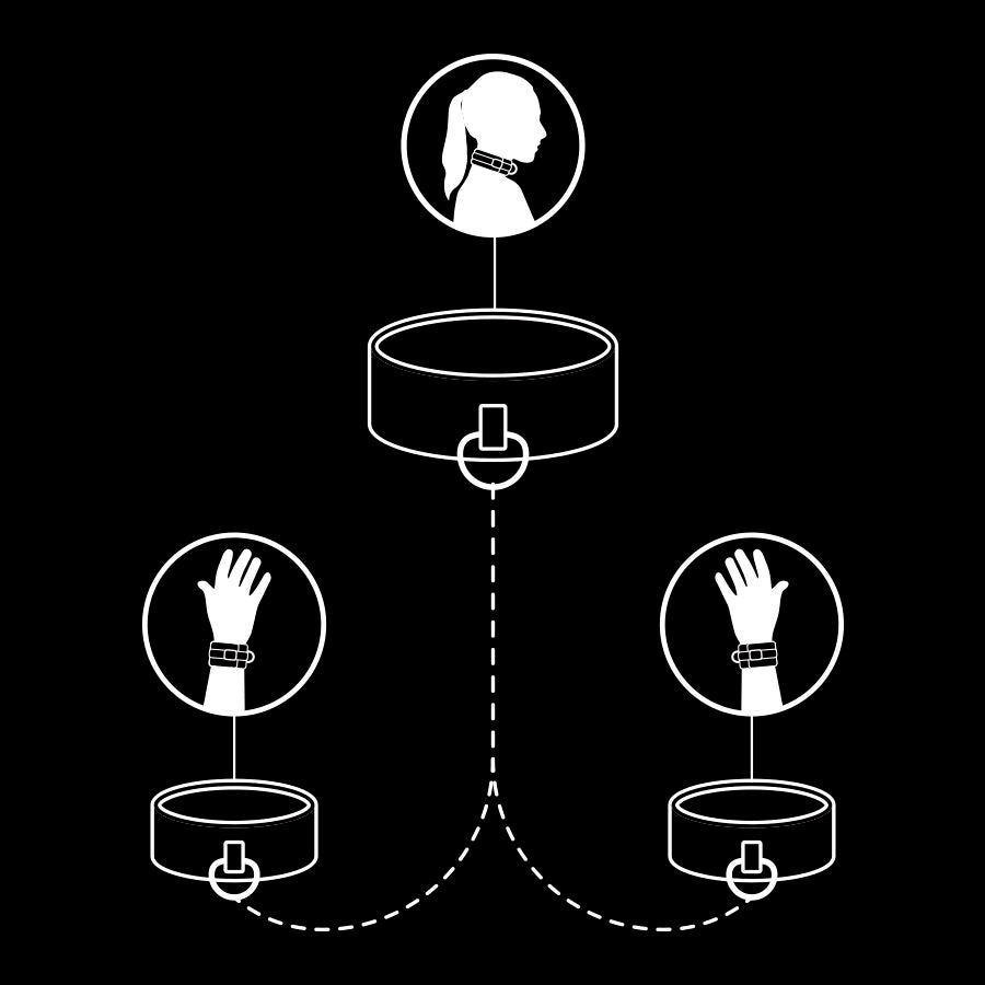 Vegan leather collar and handcuffs with neoprene lining