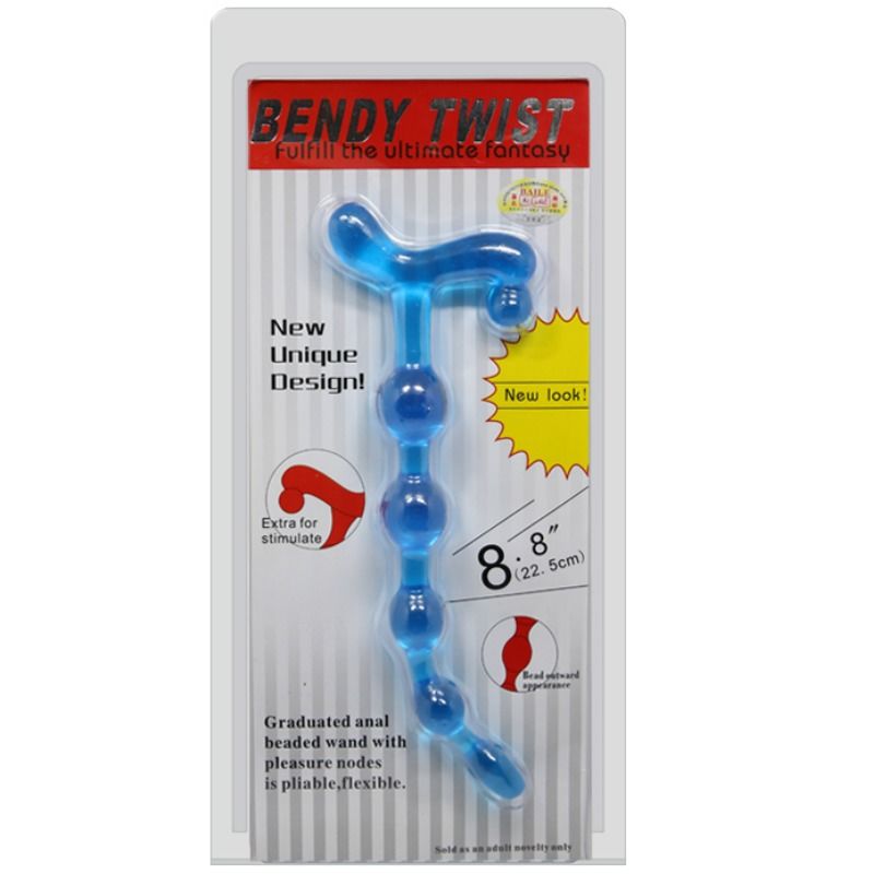 Blue bendy twist anal balls