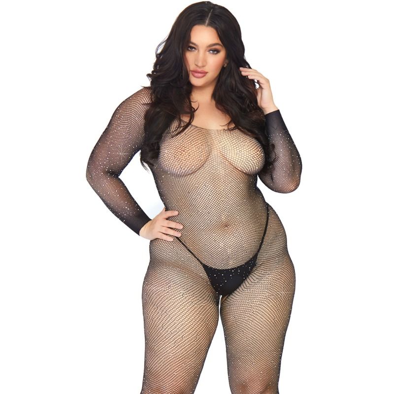 Leg Avenue Crystal Mesh Body Stockings - 1x-2x