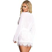 White babydoll with long sleeves and fringes s/m