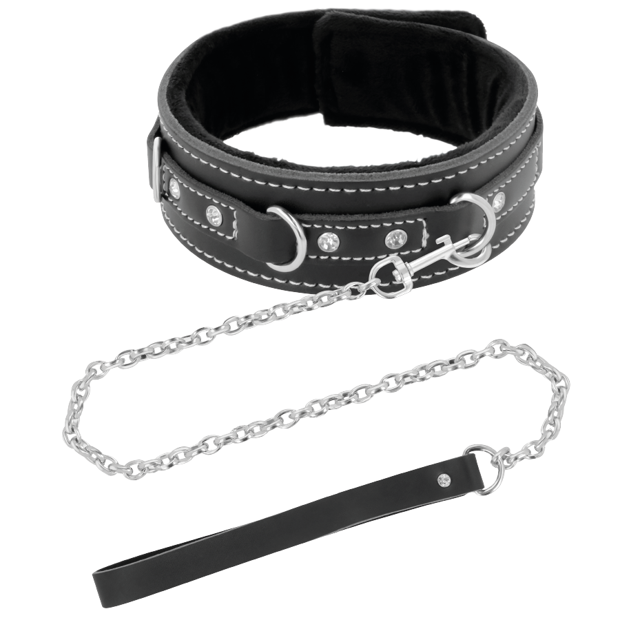 High quality leather collar with leash