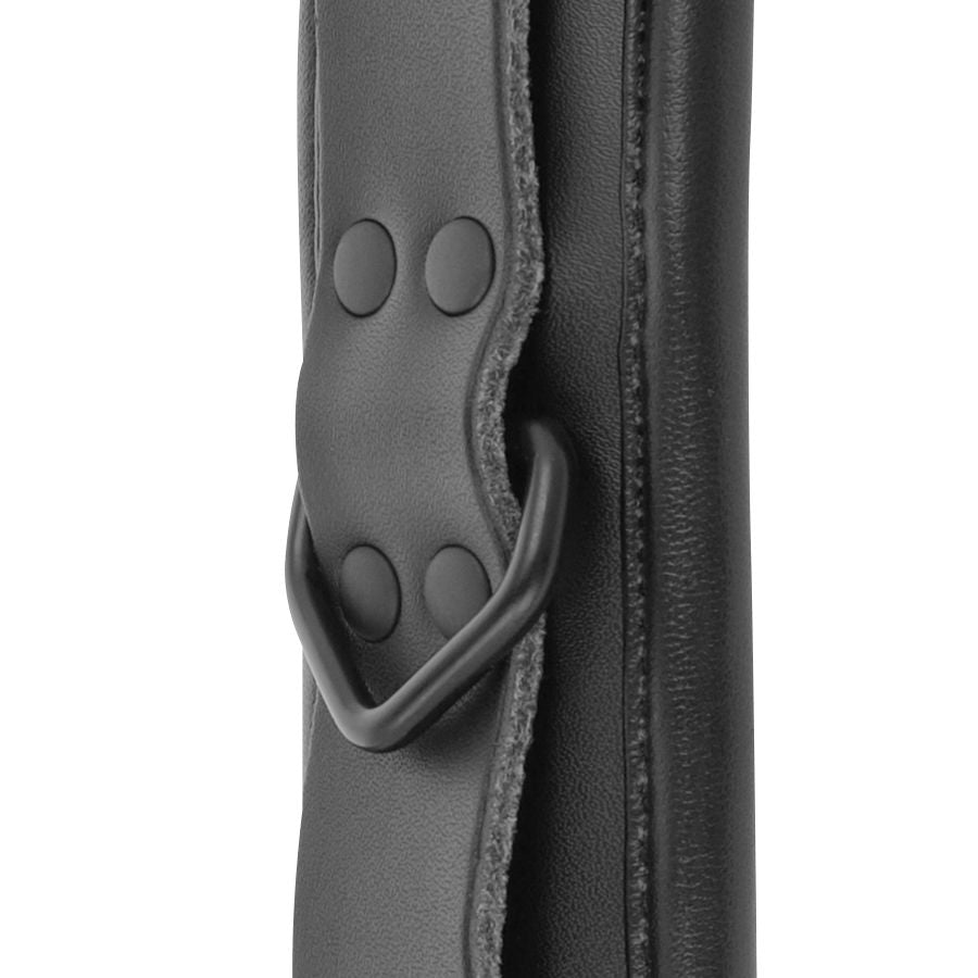 Adjustable black leather handcuffs