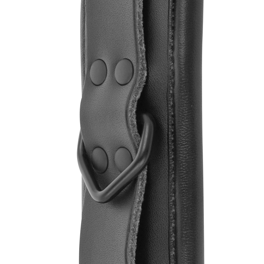 Adjustable black leather ankle cuffs