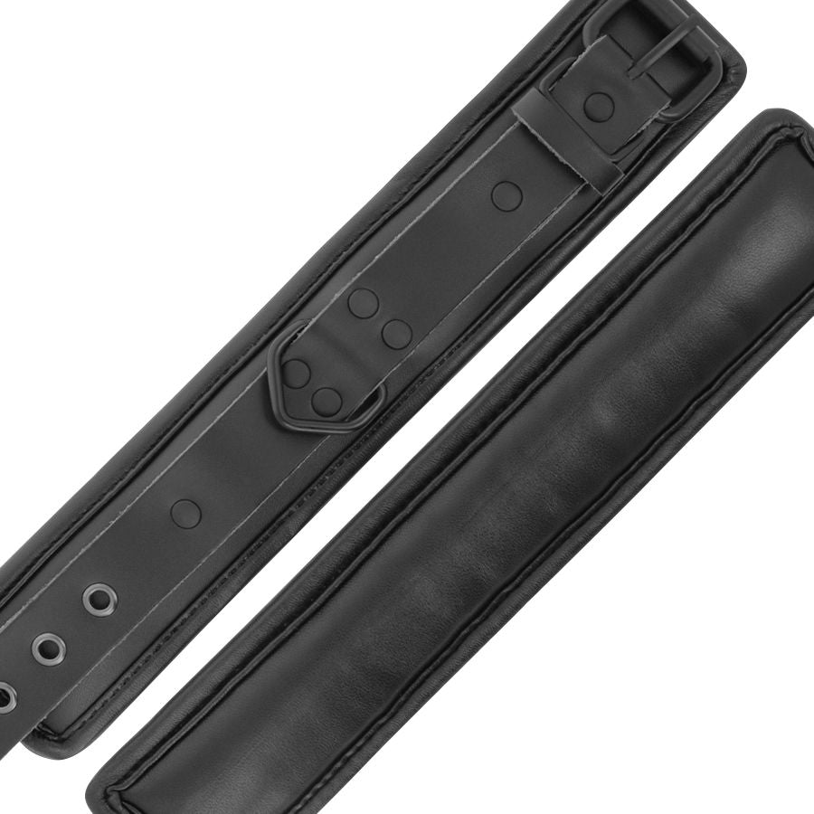 Black leather handcuffs and collar