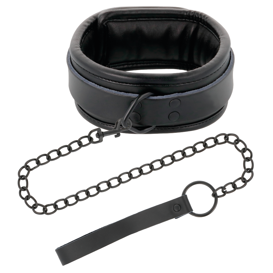 Black leather handcuffs and collar