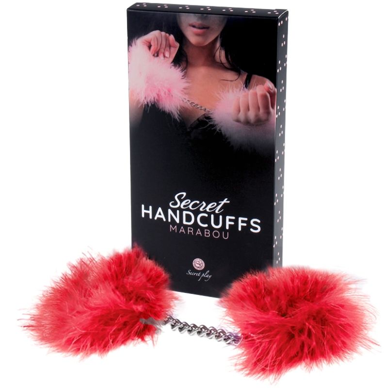 Red marabou handcuffs