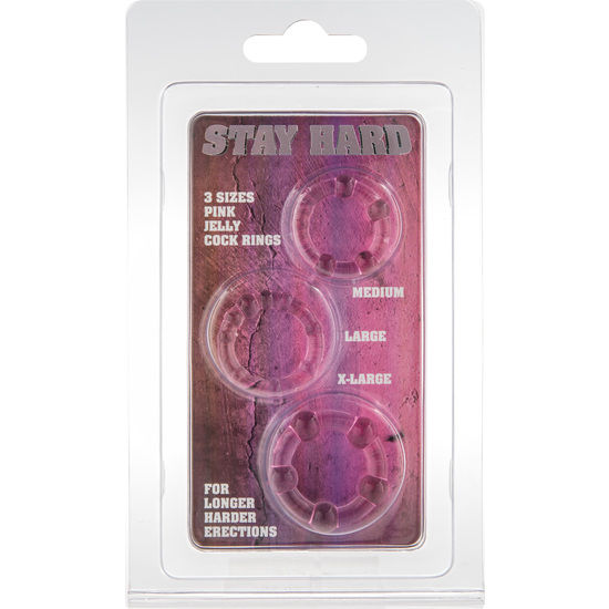 Set of three pink penis rings
