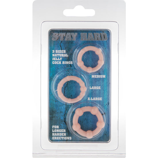 Set of three leather penis rings