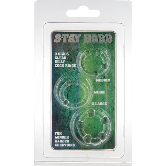 Set of three transparent penis rings