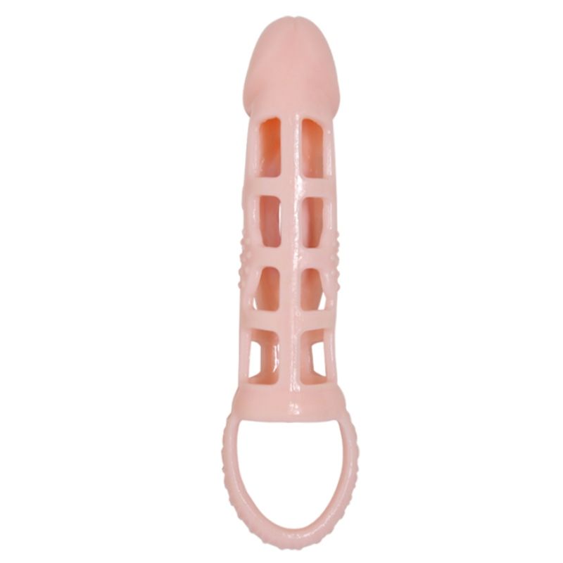 Penis Extender Cover with Vibration and Natural Strap 13.5cm