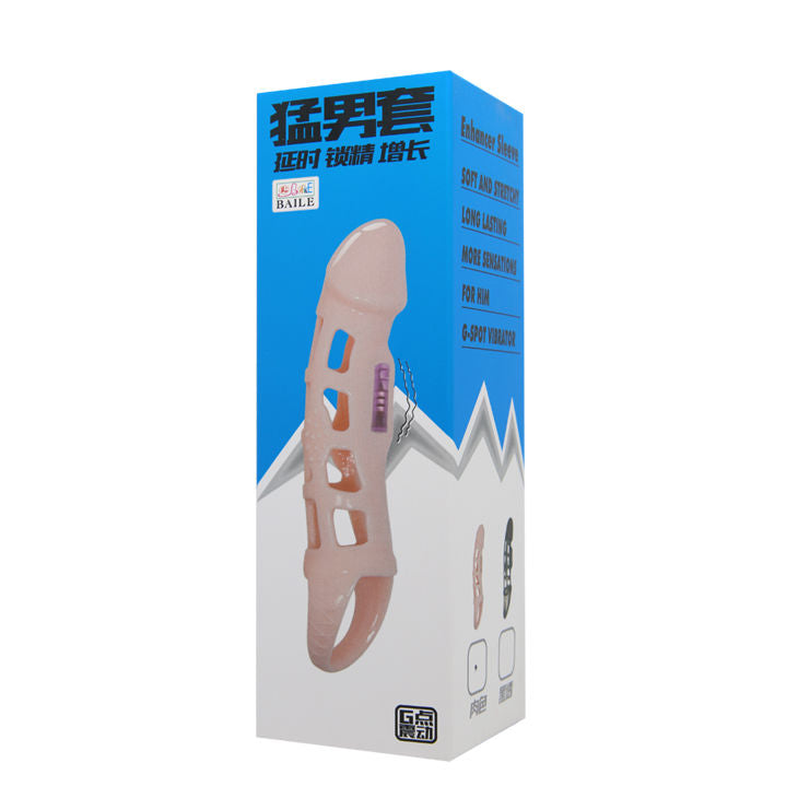 BAILE - PENIS EXTENSION COVER WITH VIBRATION AND NATURAL STRAP 13.5 CM