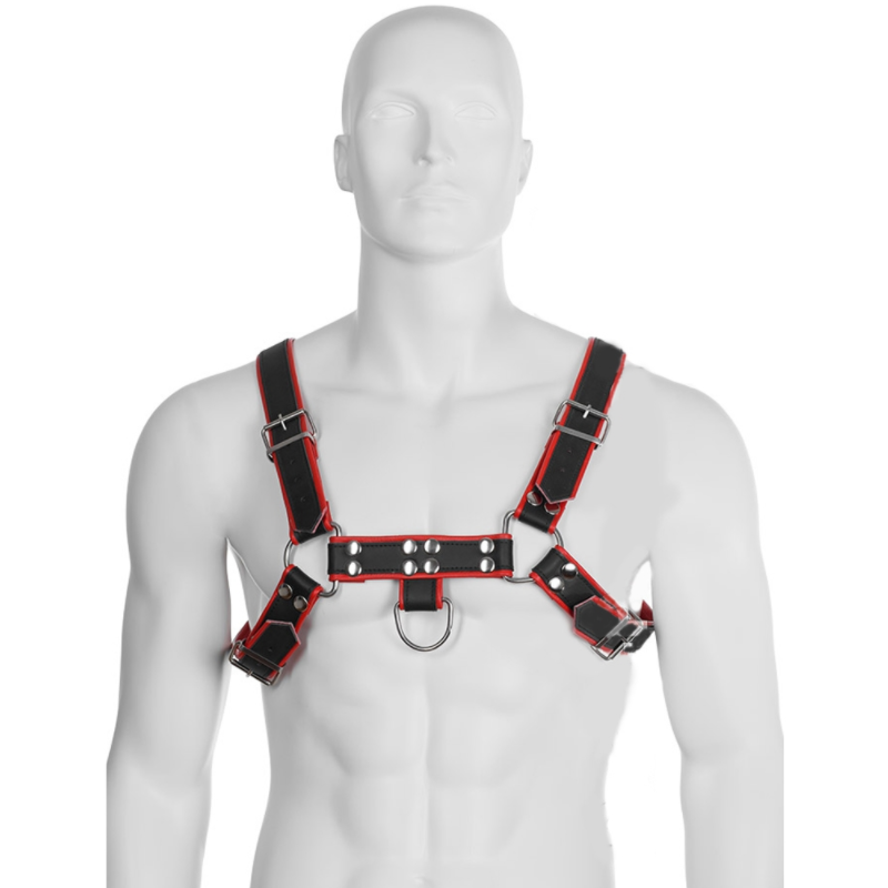 LEATHER BODY - CHAIN ​​HARNESS III BLACK / RED