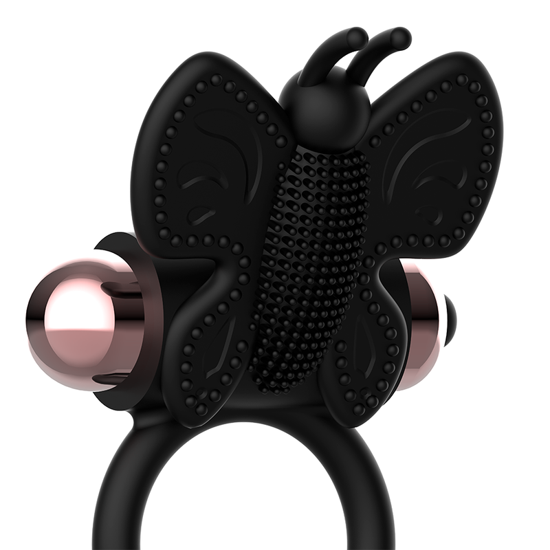 Butterfly cock ring with black/gold vibrator