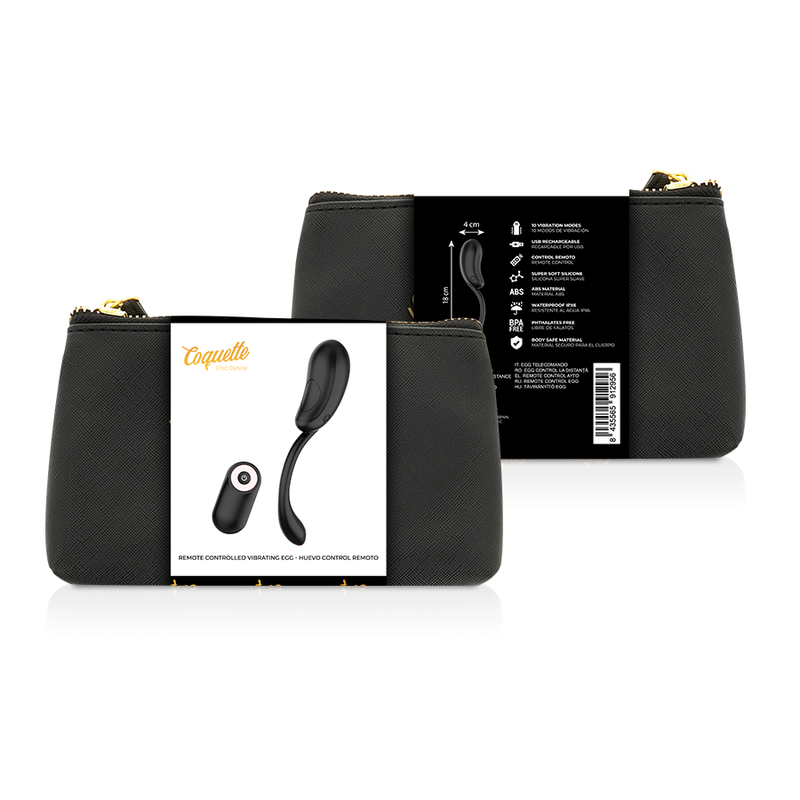 COQUETTE CHIC DESIRE - VIBRATING EGG WITH RECHARGEABLE REMOTE CONTROL, BLACK/GOLD
