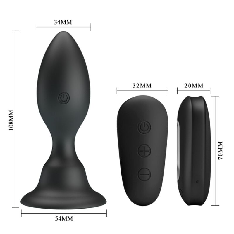 Anal plug with remote control black vibration