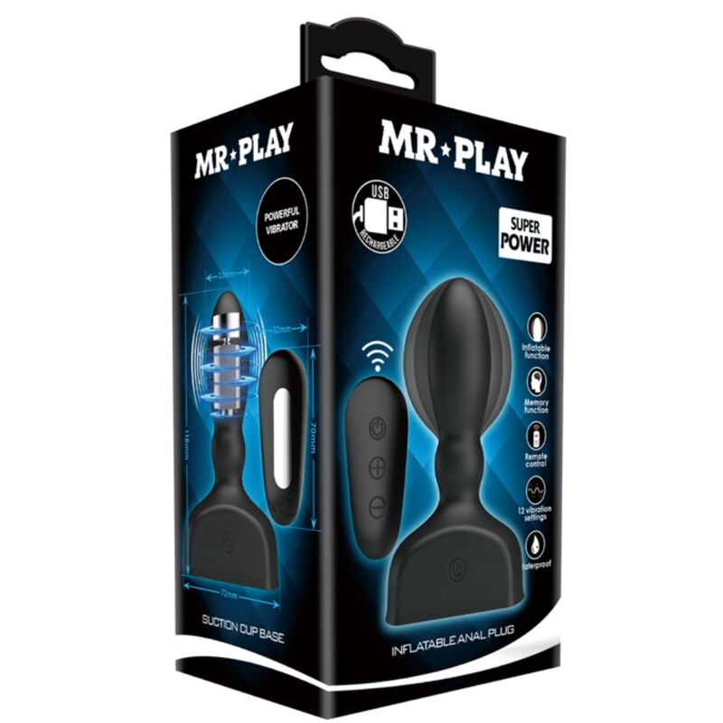 Black Inflatable Anal Plug Remote Control