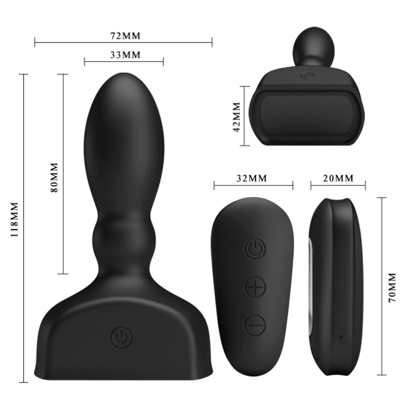 Black Inflatable Anal Plug Remote Control