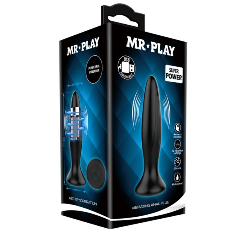 Rechargeable black vibrating anal plug