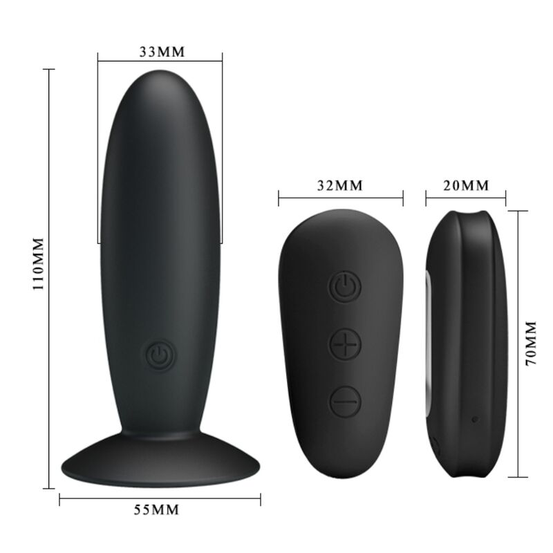 Anal plug with remote control black vibration