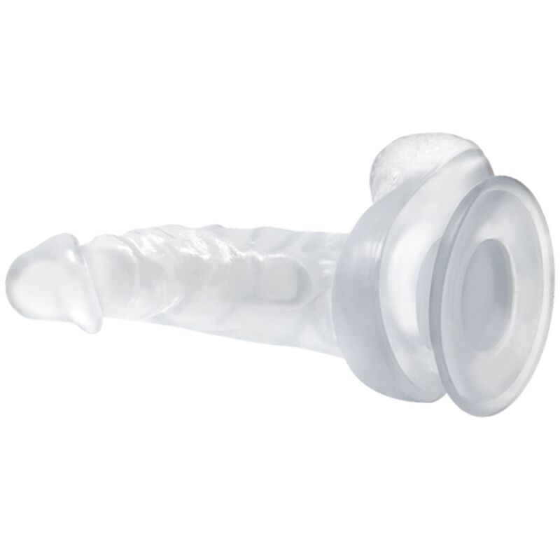 Realistic dildo with suction cup and testicles 16.7 cm transparent