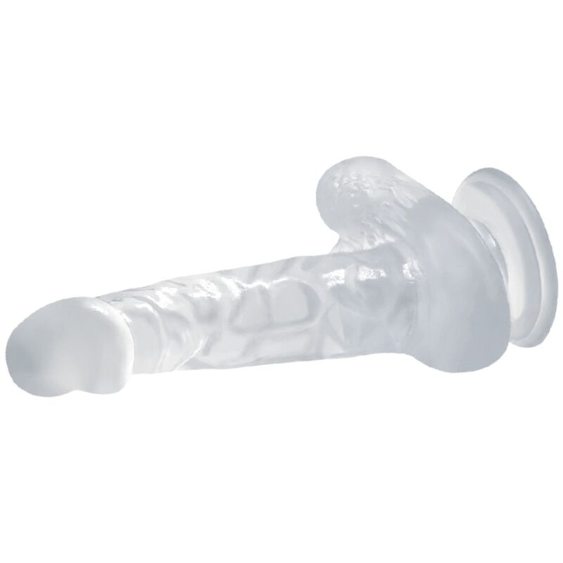 Realistic dildo with suction cup and testicles 16.7 cm transparent