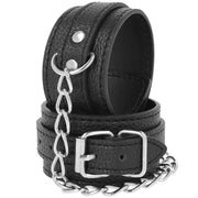 Black textured leather handcuffs