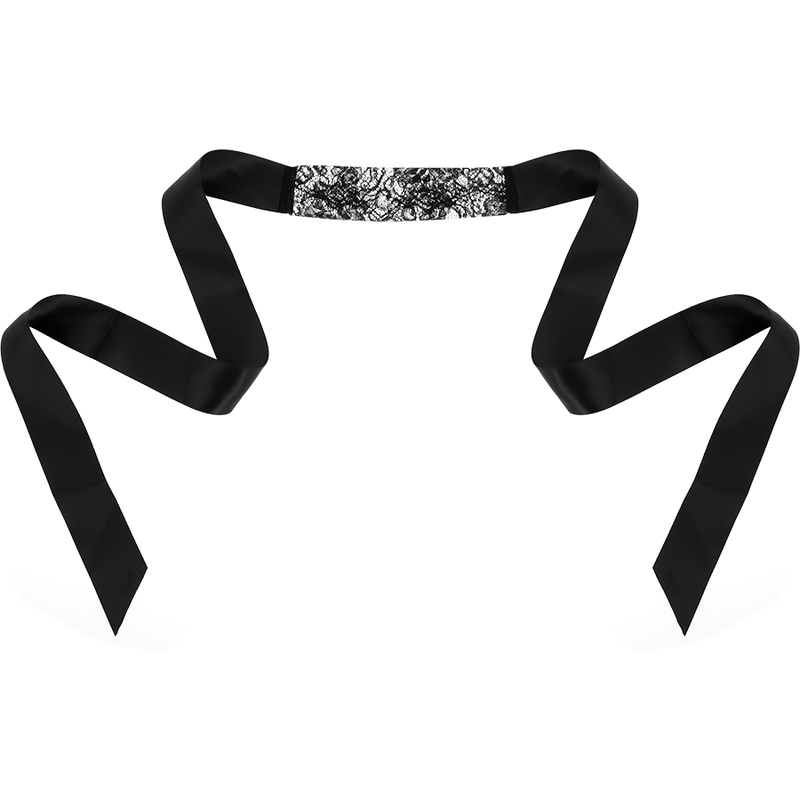 Black lace mask with ribbon