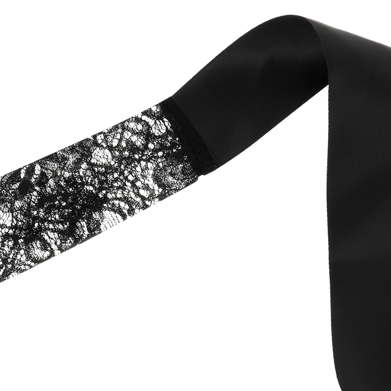 Black lace mask with ribbon