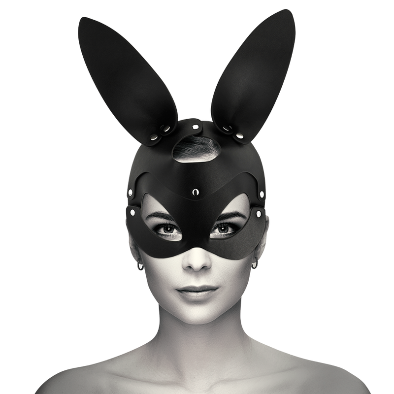 Vegan leather mask with bunny ears