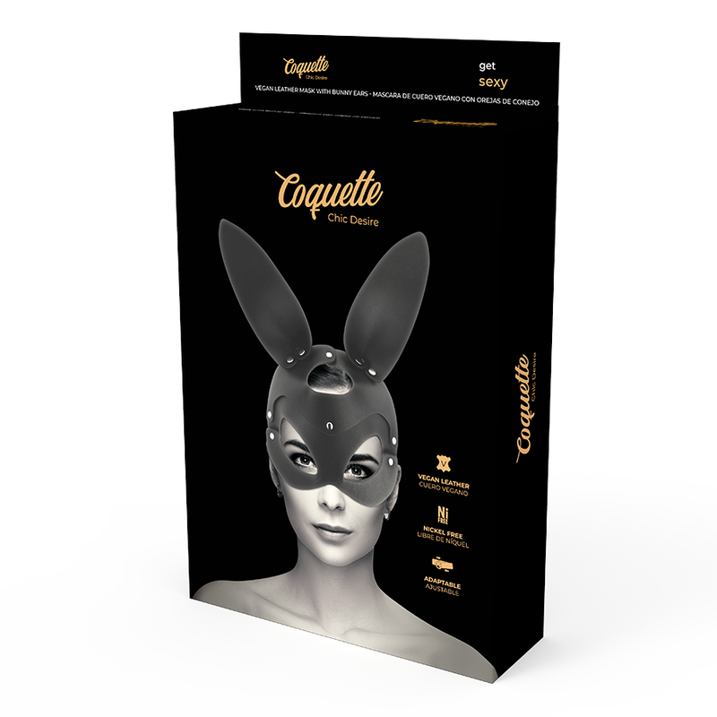 Vegan leather mask with bunny ears