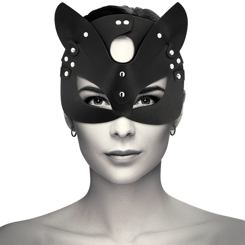 Vegan leather mask with cat ears